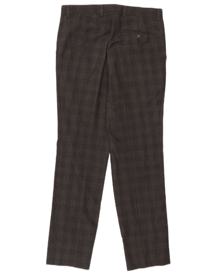 Marks & Spencer Pantalón de traje ajustado para hombre W30 L31 Poliéster a cuadros gris