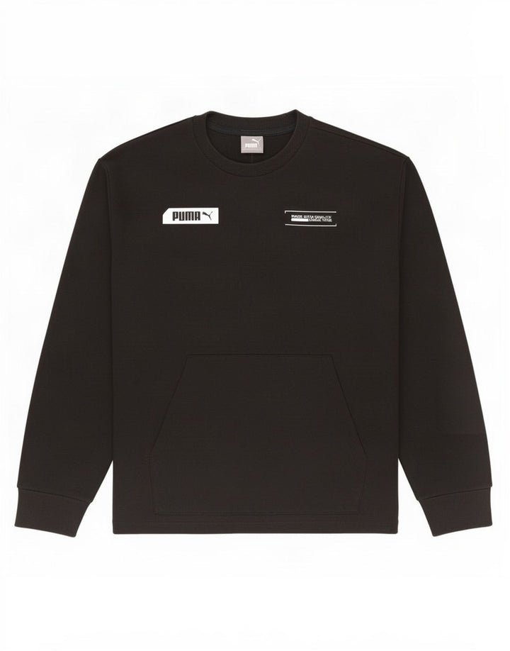 Puma Hombre Sudadera Gráfica Jersey Pequeño Algodón Negro