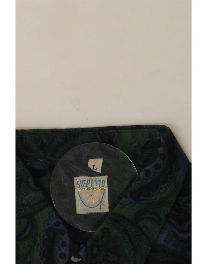 Camisa vintage para hombre grande verde Paisley