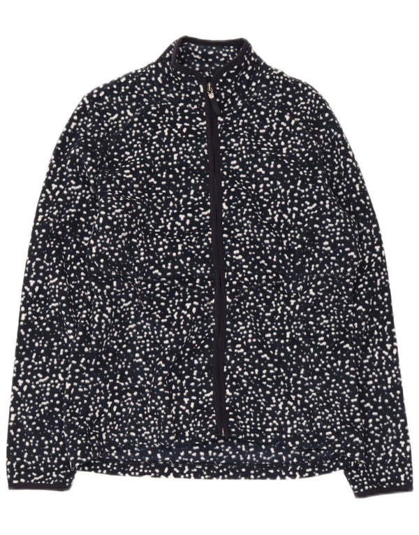 Marks & Spencer Womens Fleece Jacket UK 12 Medium Navy Blue Spotted