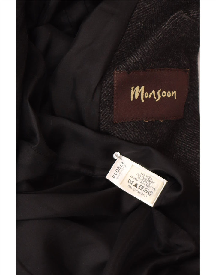 Monsoon Abrigo para hombre ES 38 Gris medio Lana en espiga Clásico