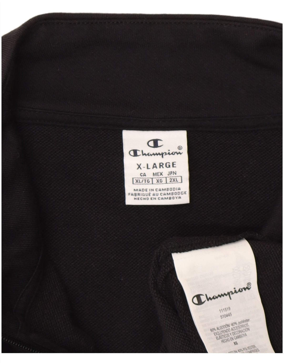 Champion Chaqueta de chándal gráfica para hombre XL Algodón negro