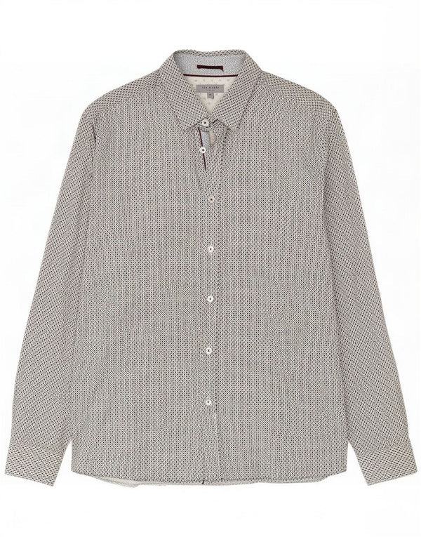 Ted Baker Camisa para hombre Talla 5 XL Algodón geométrico negro