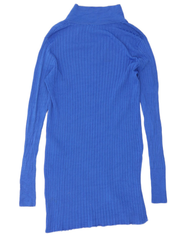 Zara Vestido Polo De Manga Larga Para Mujer UK 42 Viscosa Azul Medio