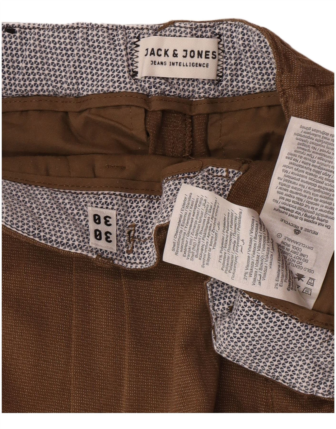 Jack & Jones Mens Pegged Chino Pantalones W30 L23 Marrón Poliéster