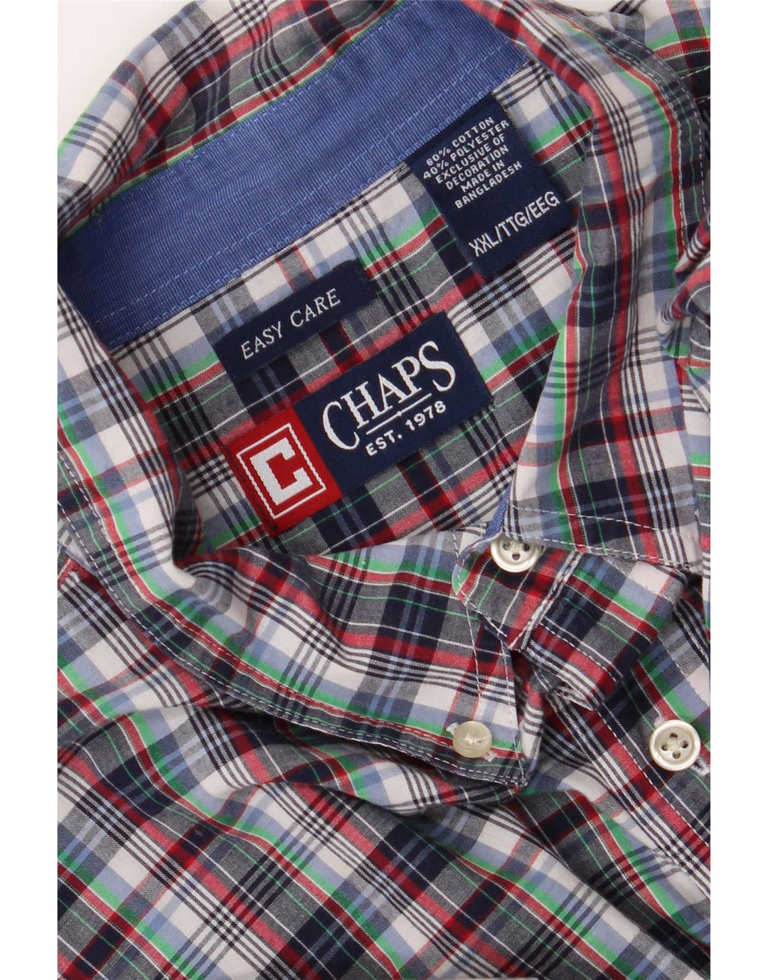 Chaps Camisa de manga corta para hombre de fácil cuidado 2XL Algodón a cuadros multicolor