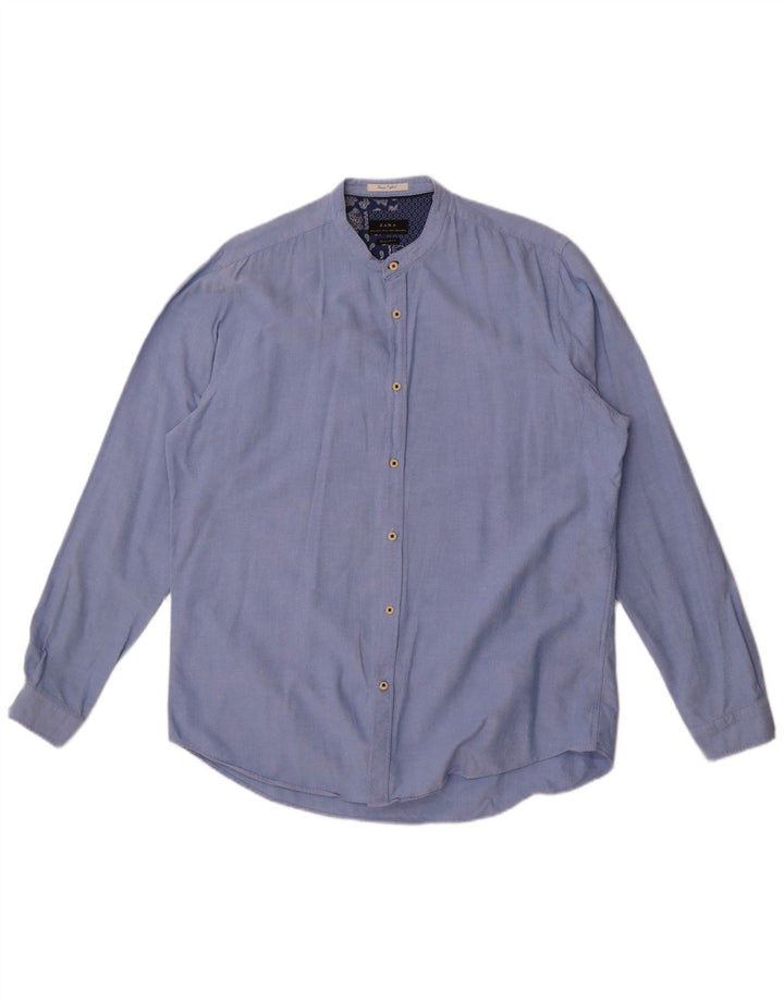 Zara Hombre Camisa Regular Fit XL Azul Algodón