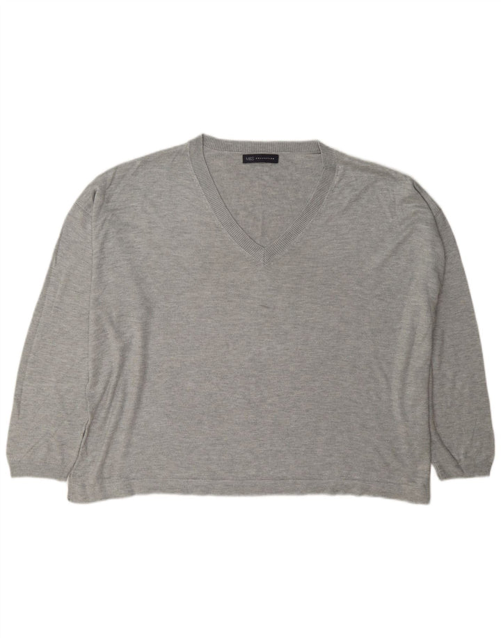 Marks & Spencer Jersey extragrande con cuello en V para mujer UK 40 XL Gris