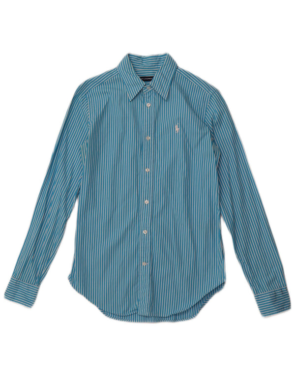 RALPH LAUREN Camisa extragrande para mujer US 4 Small Blue Pinstripe Cotton