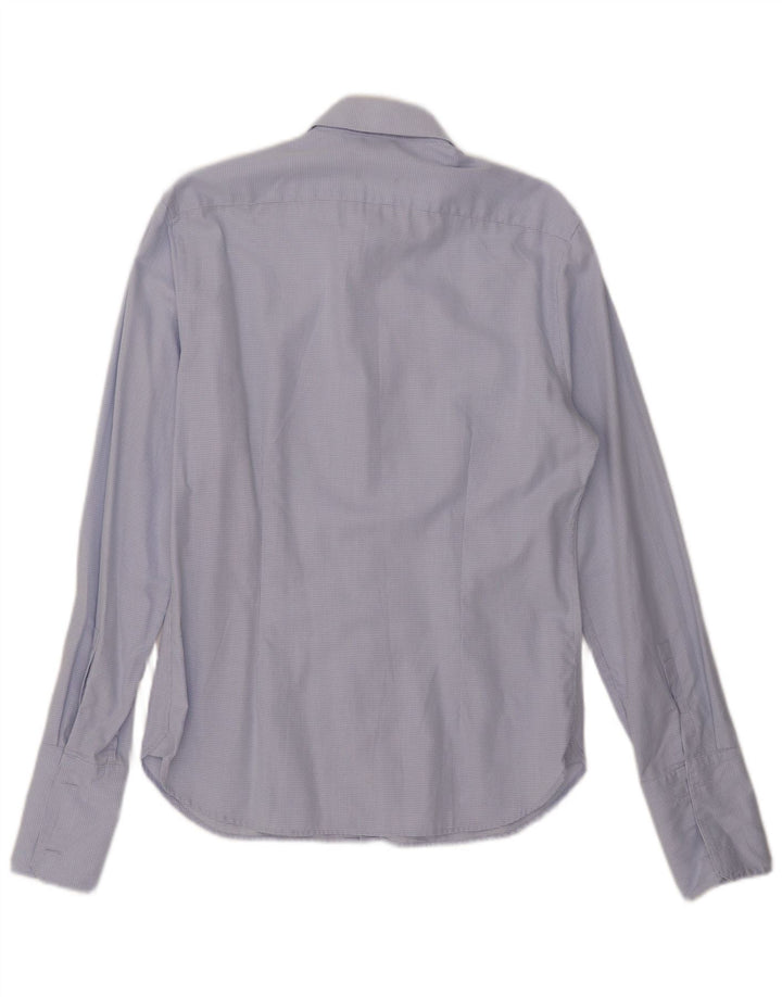Dkny Camisa formal ajustada para hombre talla 15 1/2 cuadros azules medianos
