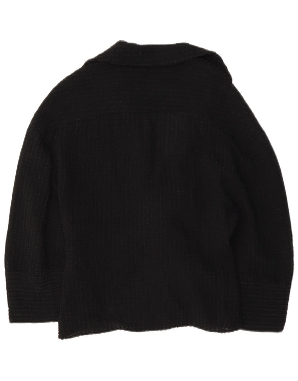 Zara Blusa camisera con manga 3/4 y lazo frontal para mujer UK 40 Medium Viscosa negra