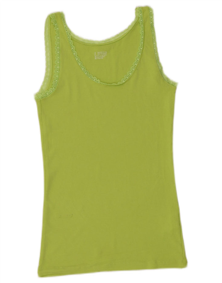 BENETTON Camiseta sin mangas para mujer UK 40 Grande Algodón verde