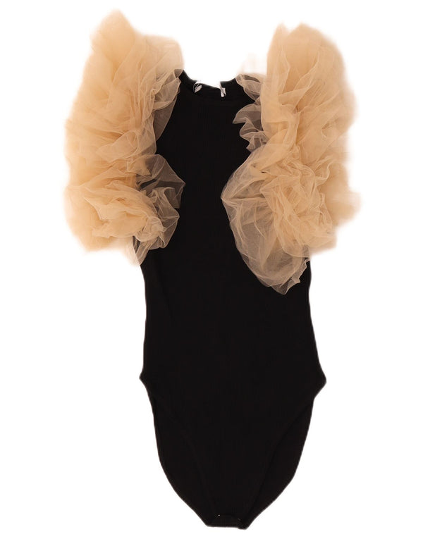 Zara Mujer Body Sin Mangas UK 8 Small Viscosa Negra