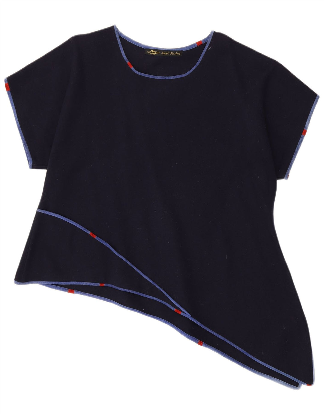 Vintage Mujer Asimétrica Top Reino Unido 18 XL Azul Marino