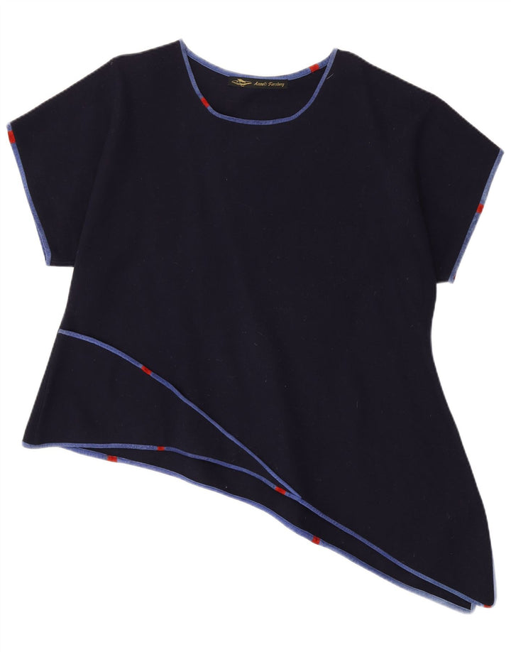 Vintage Mujer Asimétrica Top Reino Unido 18 XL Azul Marino