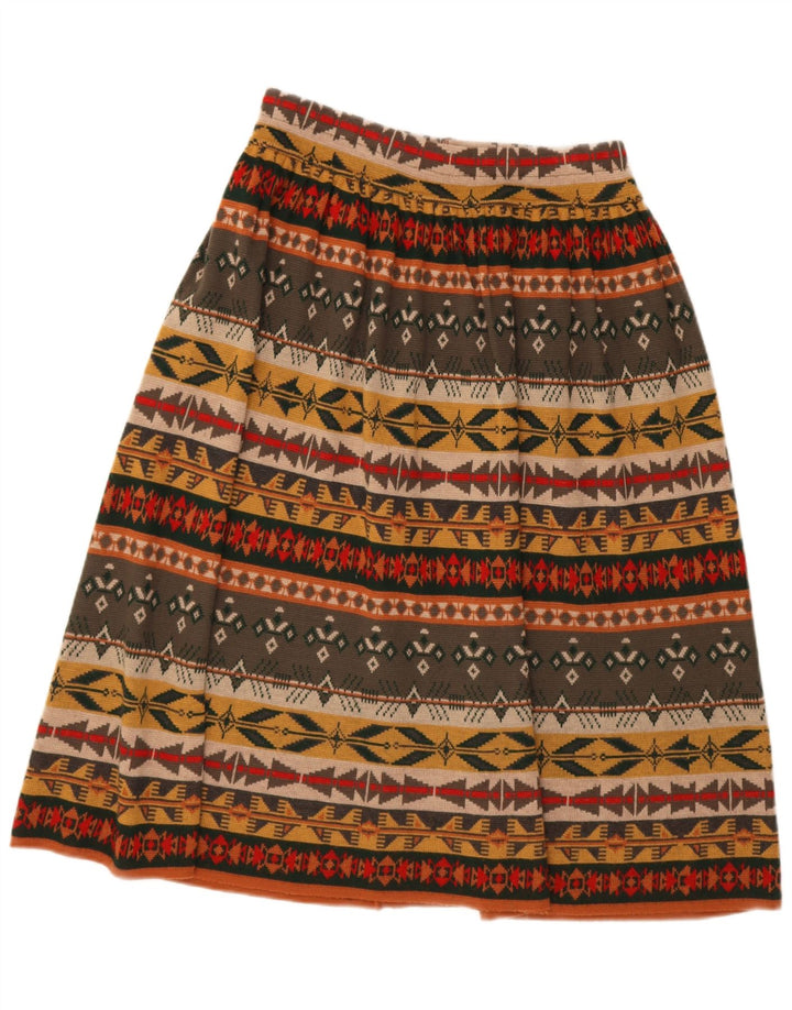 Vintage mujer cintura alta A-Line falda W30 medio multicolor geométrico