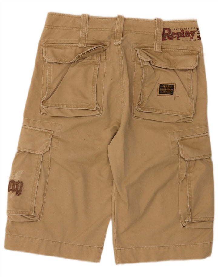 Replay Shorts Cargo Con Gráficos Para Hombre W31 Algodón Beige Medio