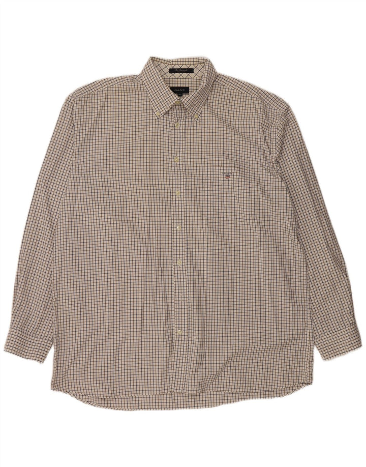 Gant Camisa de corte regular para hombre, talla 2XL, algodón a cuadros blancos
