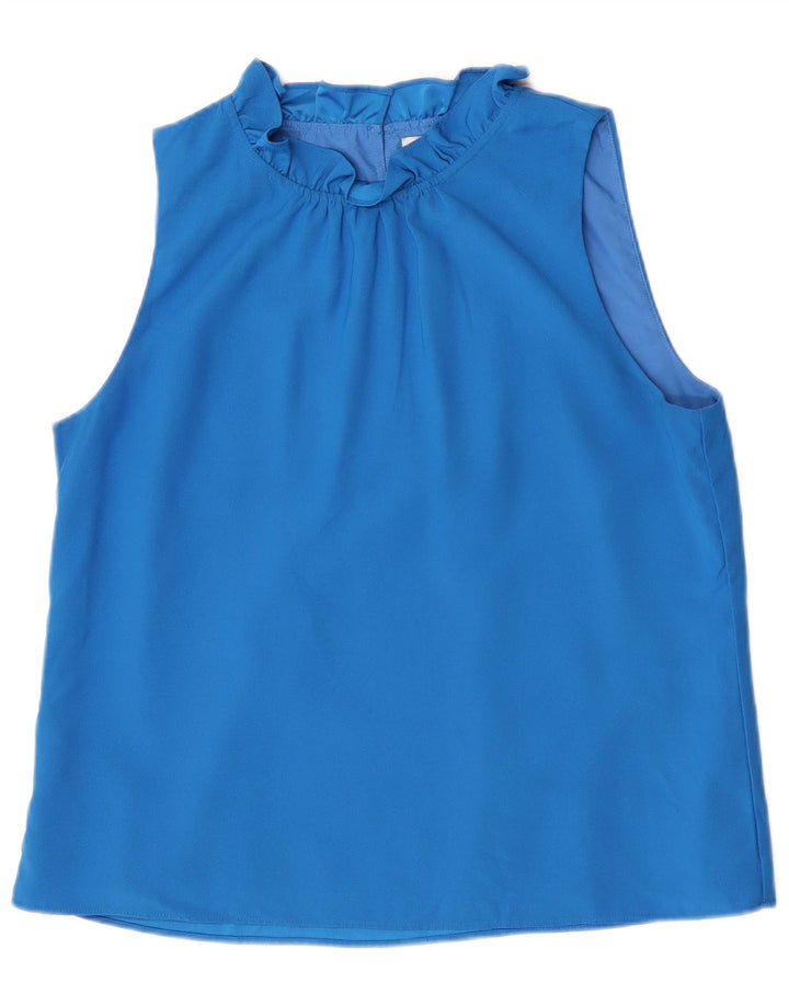 J. Crew Blusa sin mangas para mujer UK 44 Poliéster azul medio
