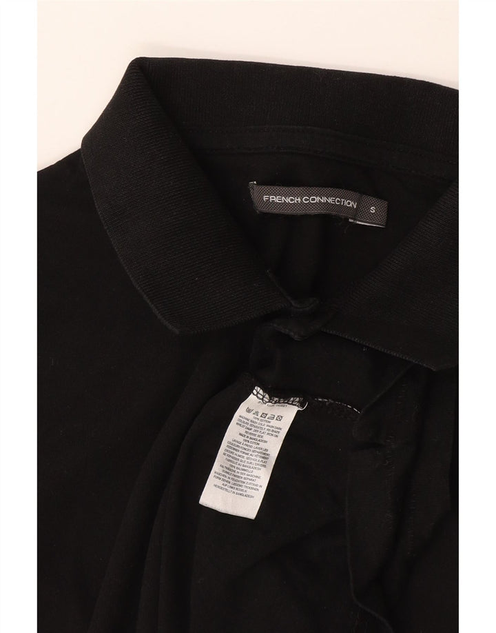 French Connection Polo para hombre pequeño de algodón negro