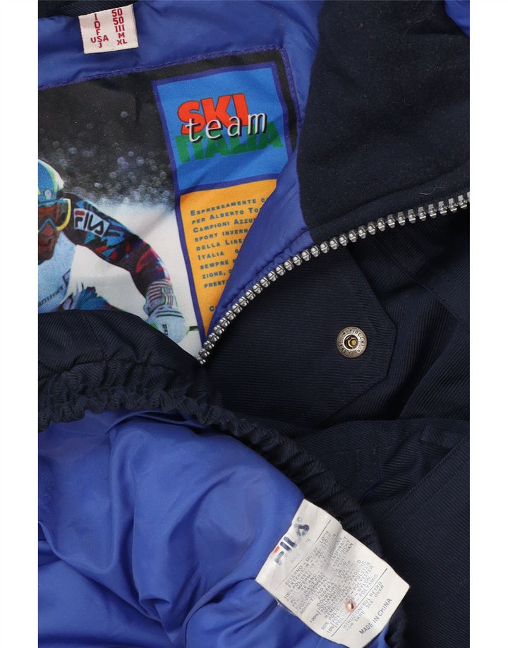 FILA Chaqueta de esquí holgada con capucha para hombre IT 50 Medium Navy Blue Colourblock