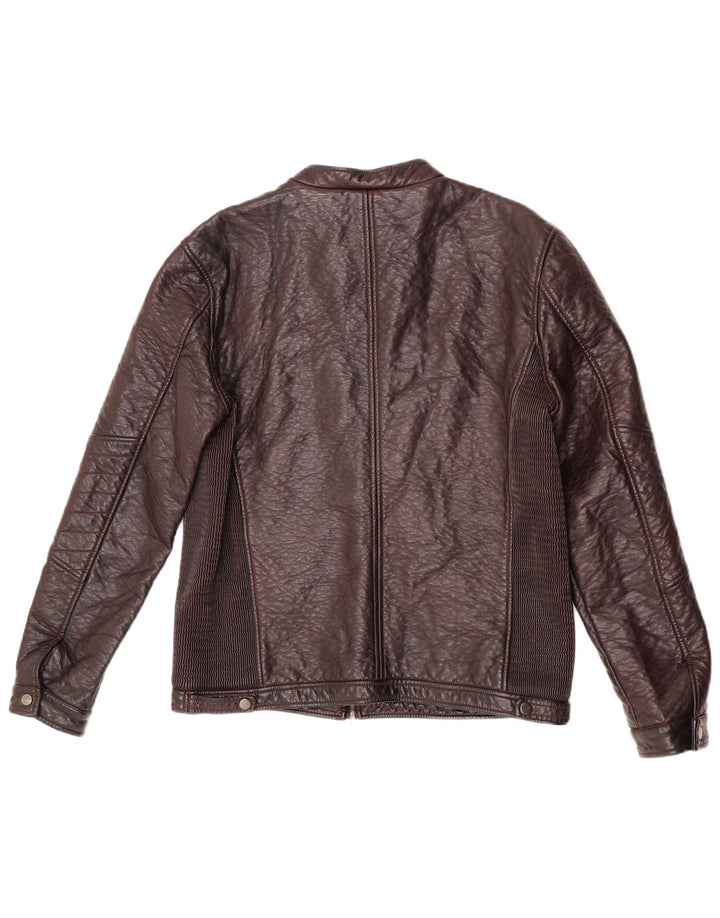 Maison Cinqcent Chaqueta de piel sintética para mujer UK 40 XL Poliuretano granate