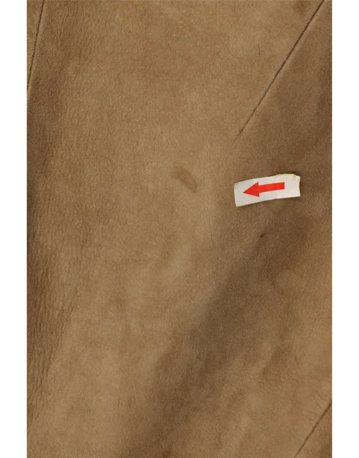 Vintage mujer ante chaqueta Reino Unido 10 pequeño beige