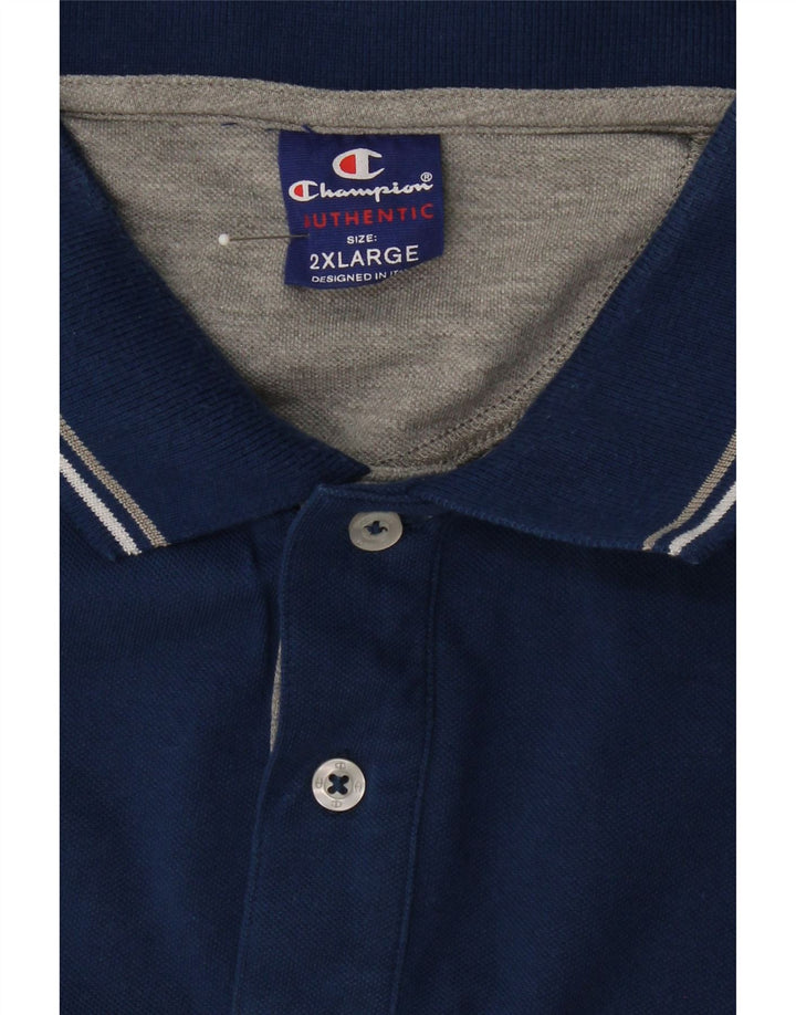 CHAMPION Mens Polo Shirt 2XL Blue Cotton Vintage Champion and Second-Hand Champion from Messina Hembry 