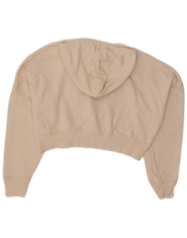 Adidas Mujer Crop Graphic Sudadera con capucha de gran tamaño UK 4 XS Algodón beige