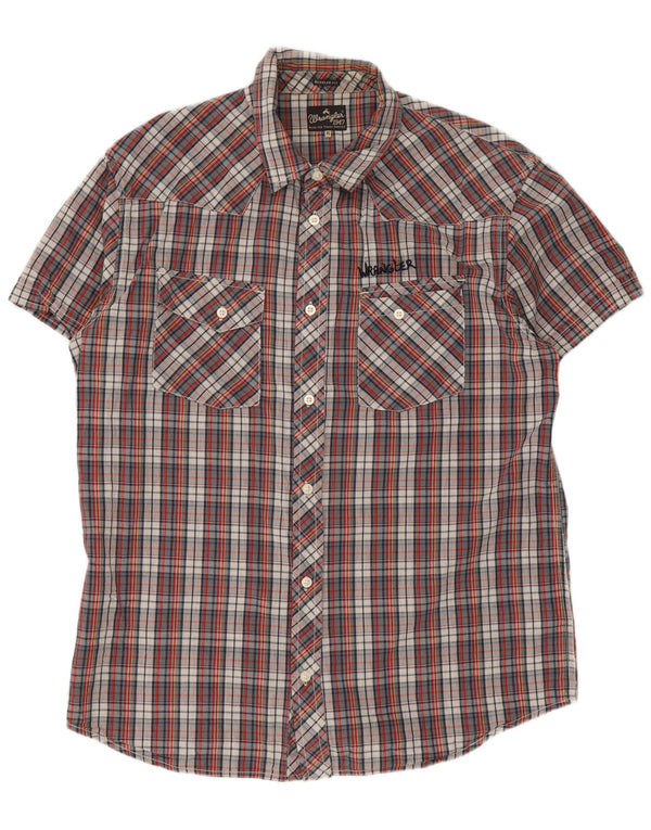 Wrangler Camisa De Manga Corta Regular Fit Para Hombre XL Algodón A Cuadros Rojos