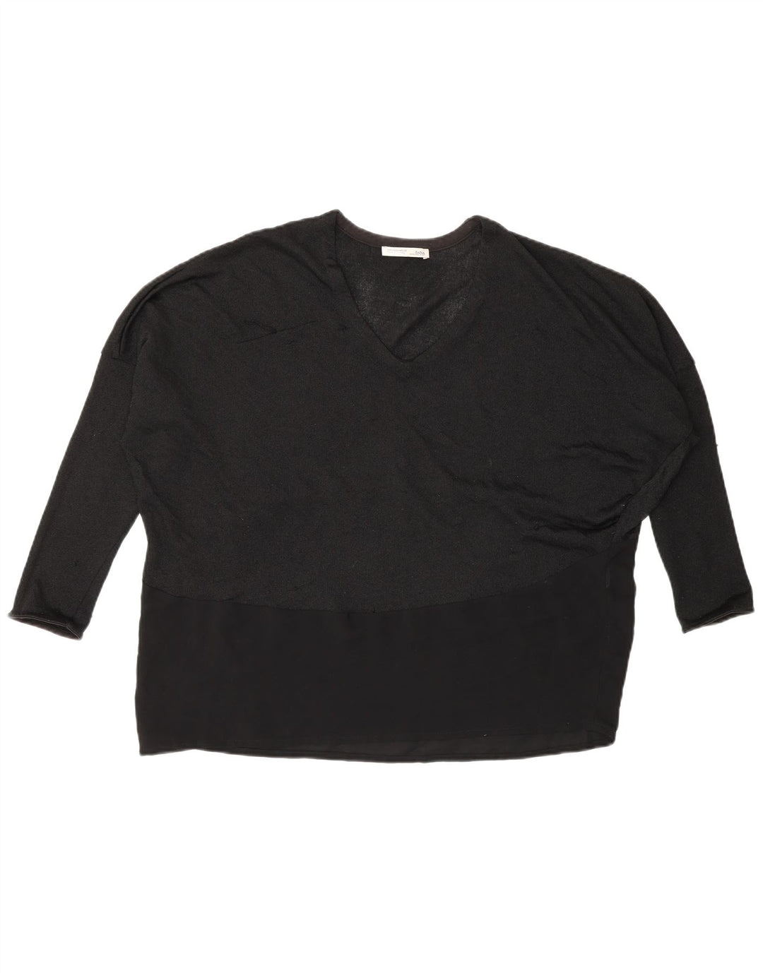 Zara Mujer Batwing Top Manga Larga UK 44 Medium Negro