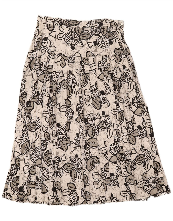 Vintage mujer Midi falda plisada W29 medio blanco floral