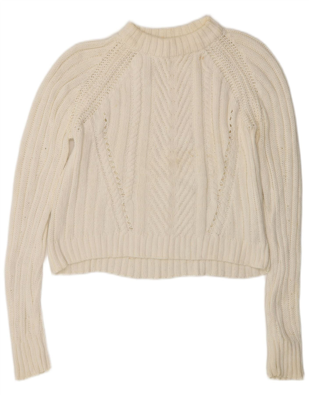 Zara Mujer Crop Oversize Cuello Alto Jersey Jersey UK 10 Small Blanco