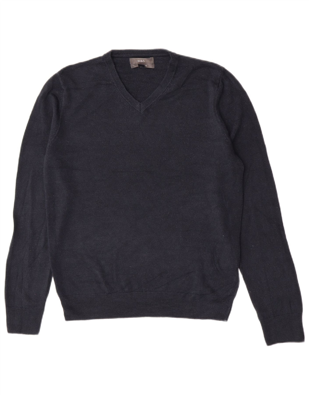 Marks & Spencer Suéter con cuello en V para hombre Acrílico azul marino mediano