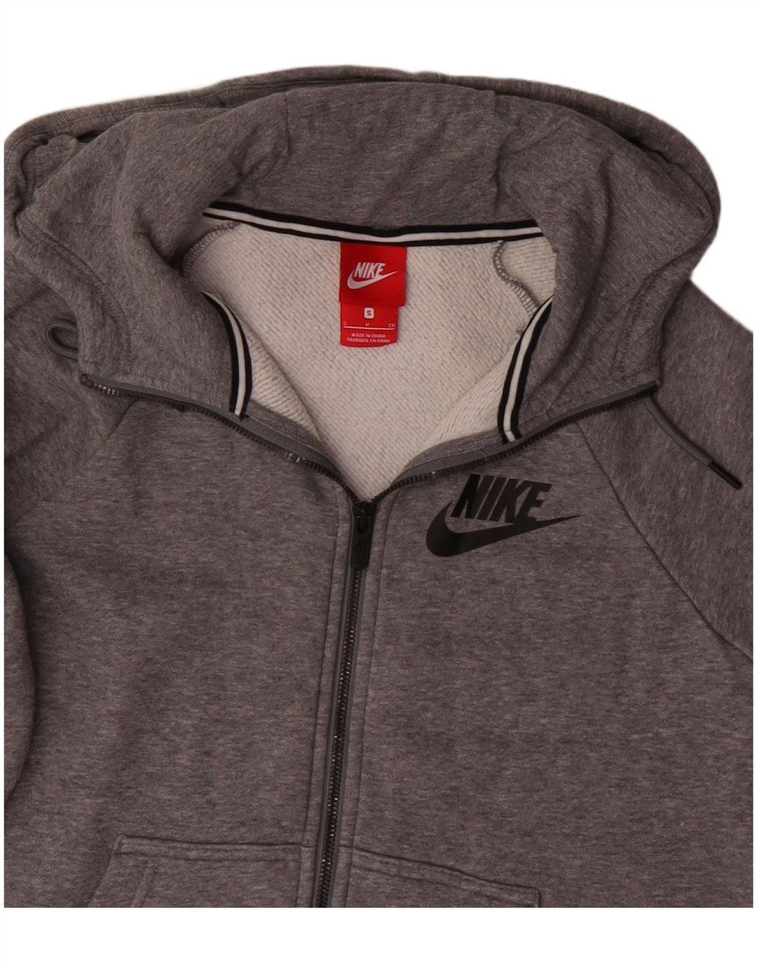 Nike Sudadera con capucha y cremallera para hombre, talla pequeña, algodón moteado gris