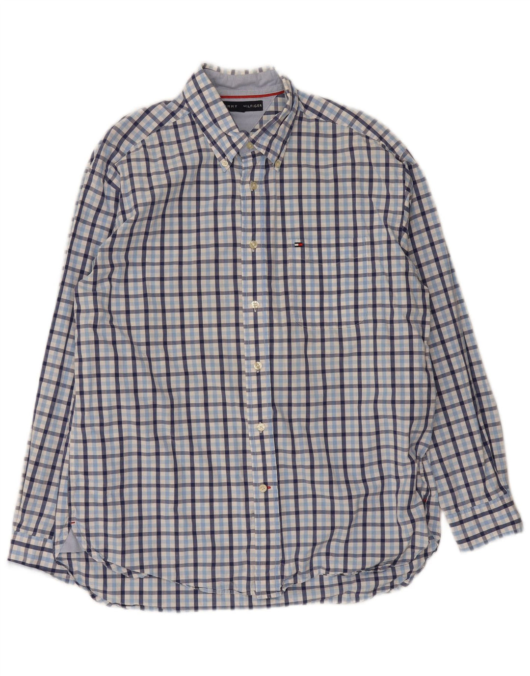 Camisa Tommy Hilfiger de corte regular para hombre, talla grande, a cuadros azules