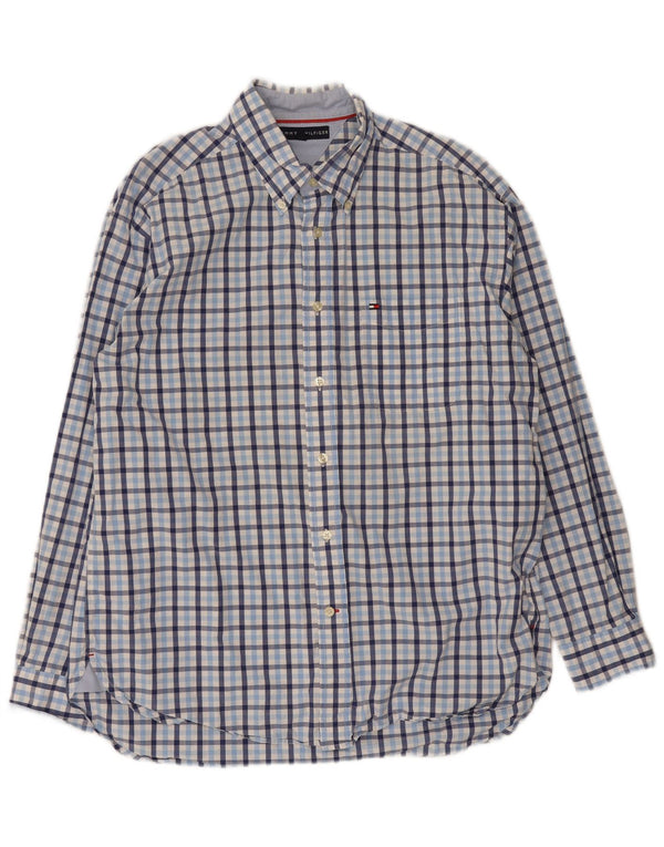 Camisa Tommy Hilfiger de corte regular para hombre, talla grande, a cuadros azules