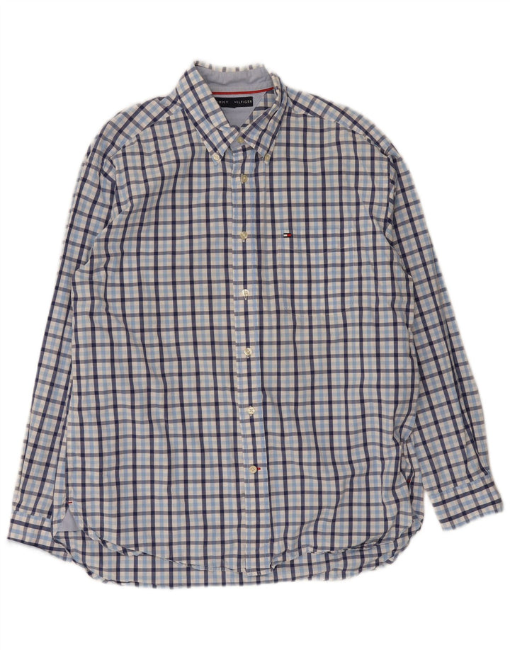 Camisa Tommy Hilfiger de corte regular para hombre, talla grande, a cuadros azules