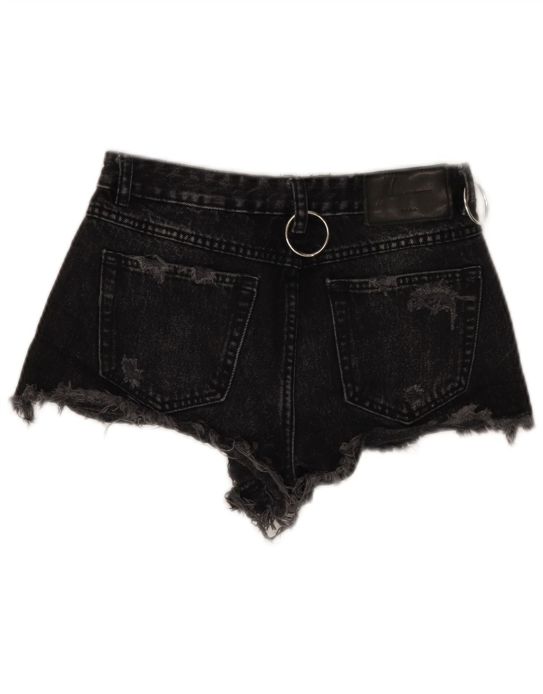 ZARA Mujer Trafaluc Shorts De Mezclilla Desgastados EU 34 2XS W24 Negro