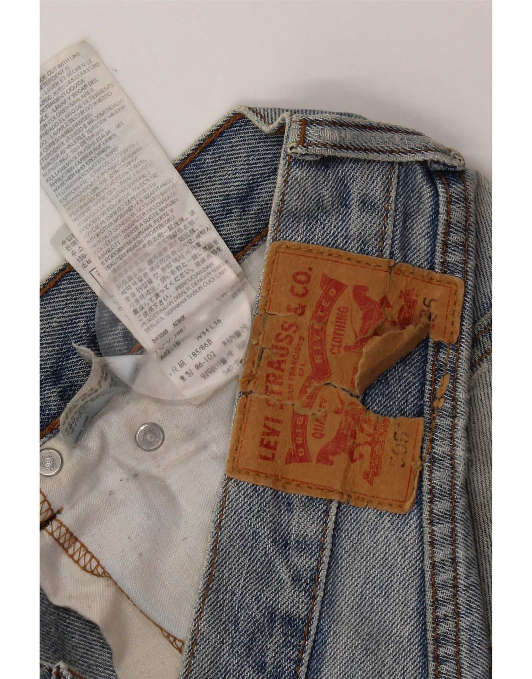 Levi's Jeans rectos desgastados 505 para hombre W34 L28 Algodón azul
