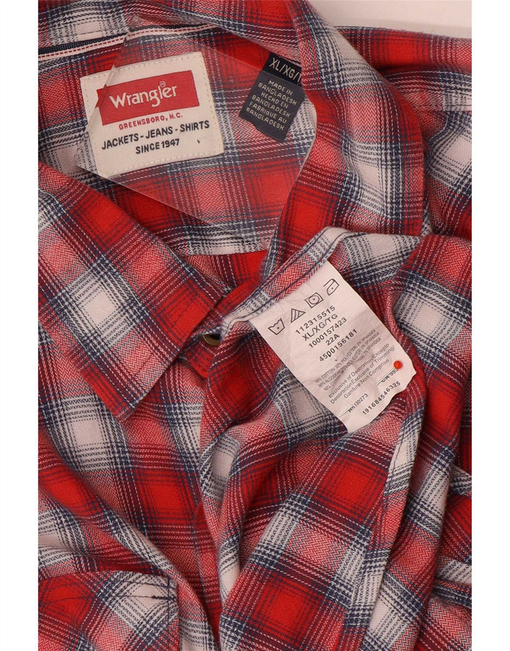 Wrangler Camisa de franela occidental para hombre XL Algodón a cuadros rojos