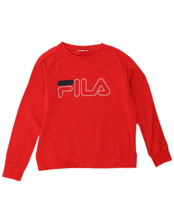 Fila - Sudadera gráfica para mujer (talla 40), color rojo mediano