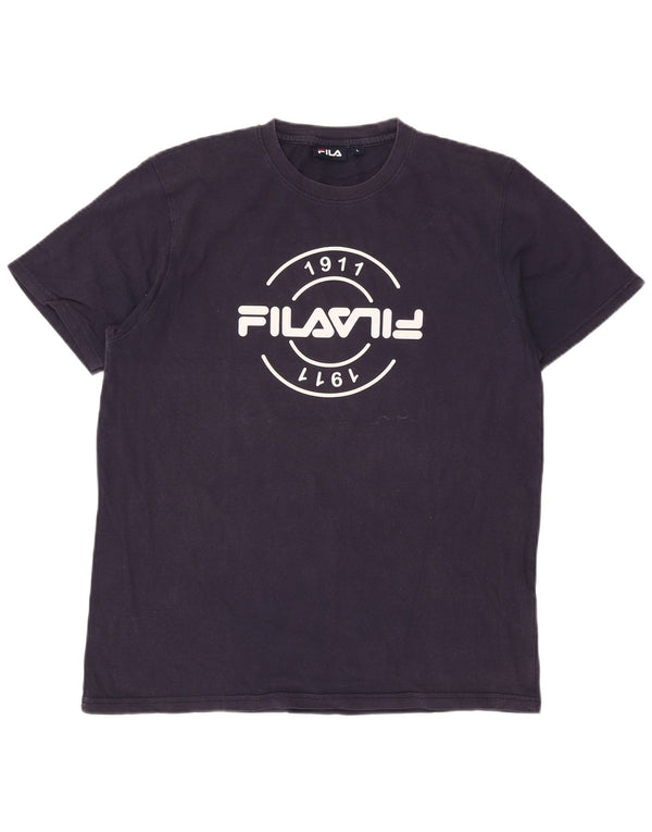 Fila - Camiseta gráfica para hombre, talla grande, algodón azul marino