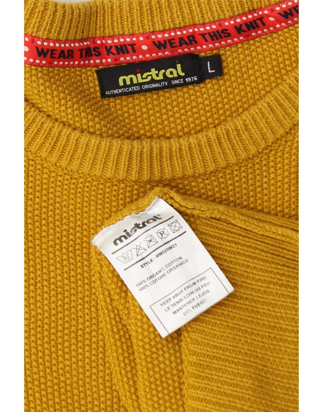 Mistral - Jersey de cuello redondo para hombre, talla grande, algodón amarillo