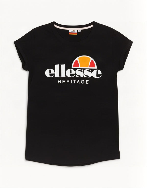 Ellesse Heritage Graphic Camiseta para Mujer UK 44 Grande Algodón Negro