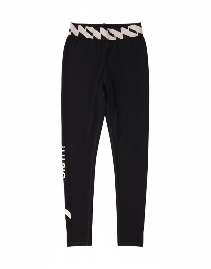SUPERDRY Womens Graphic Leggings UK 8 Small  Navy Blue Cotton