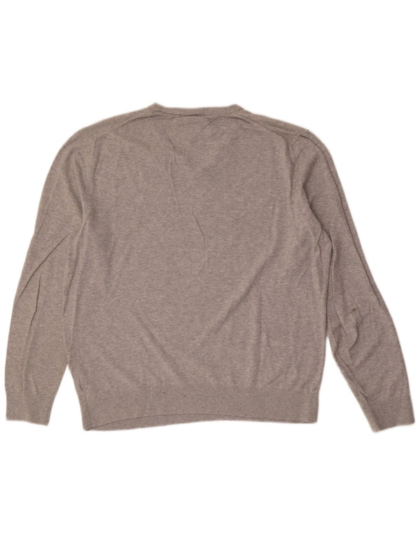 Tommy Hilfiger Jersey con cuello en V para hombre, talla 2XL, algodón gris