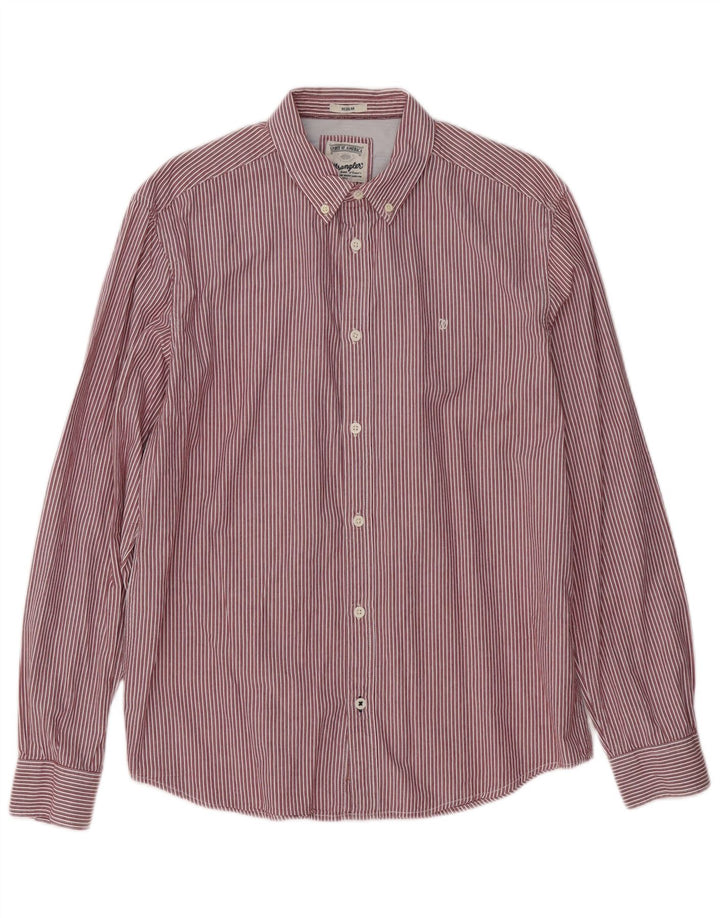 WRANGLER Camisa de hombre grande de algodón a rayas rojas