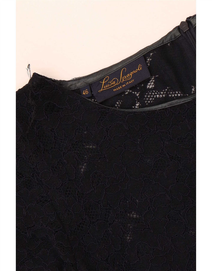 Luisa Spagnoli Blusa de encaje para mujer IT 46 Grande Azul marino