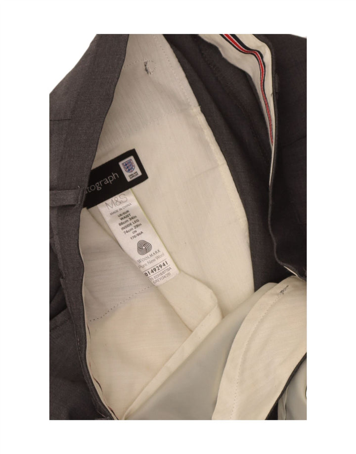 Marks & Spencer Pantalones de traje rectos Autograph para hombre W34 L29 Lana gris